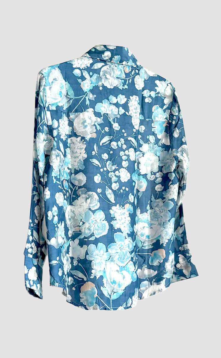 Silk Draped Neck Bloom Shirt main image 1