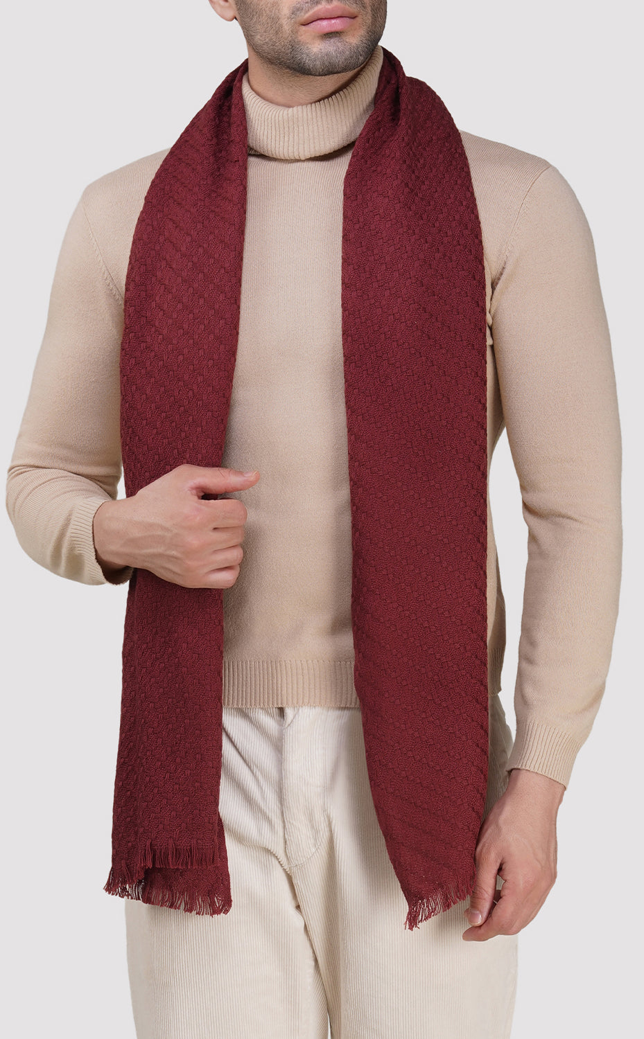 Maroon Woven Muffler | Fine Wool Muffler | Stoles for Men – The