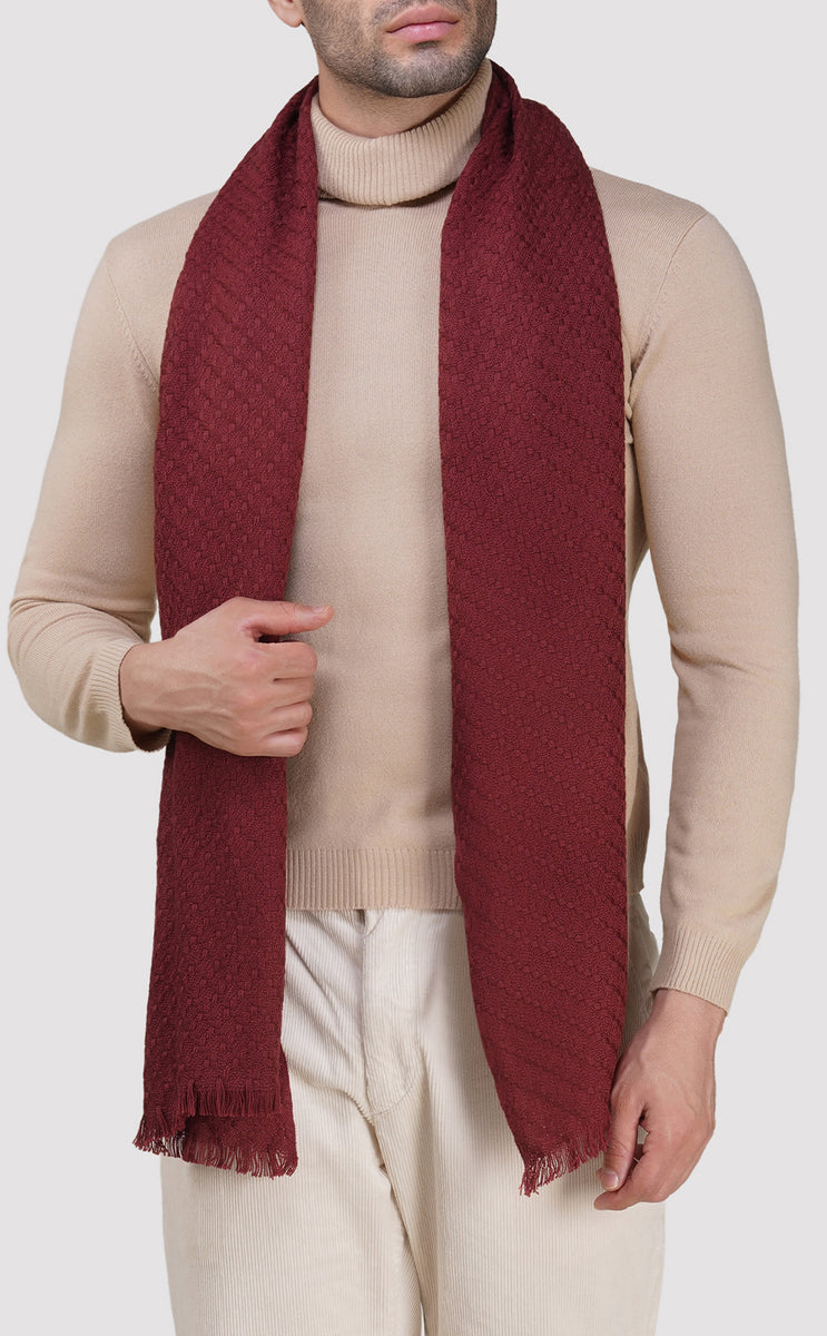 Maroon Woven Muffler Fine Wool Muffler Stoles for Men – The