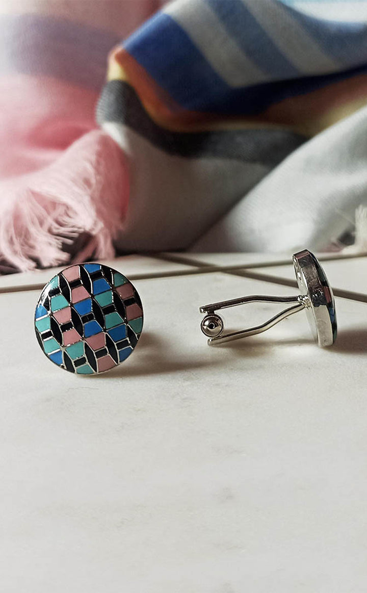 Geometric Blue Cufflink
