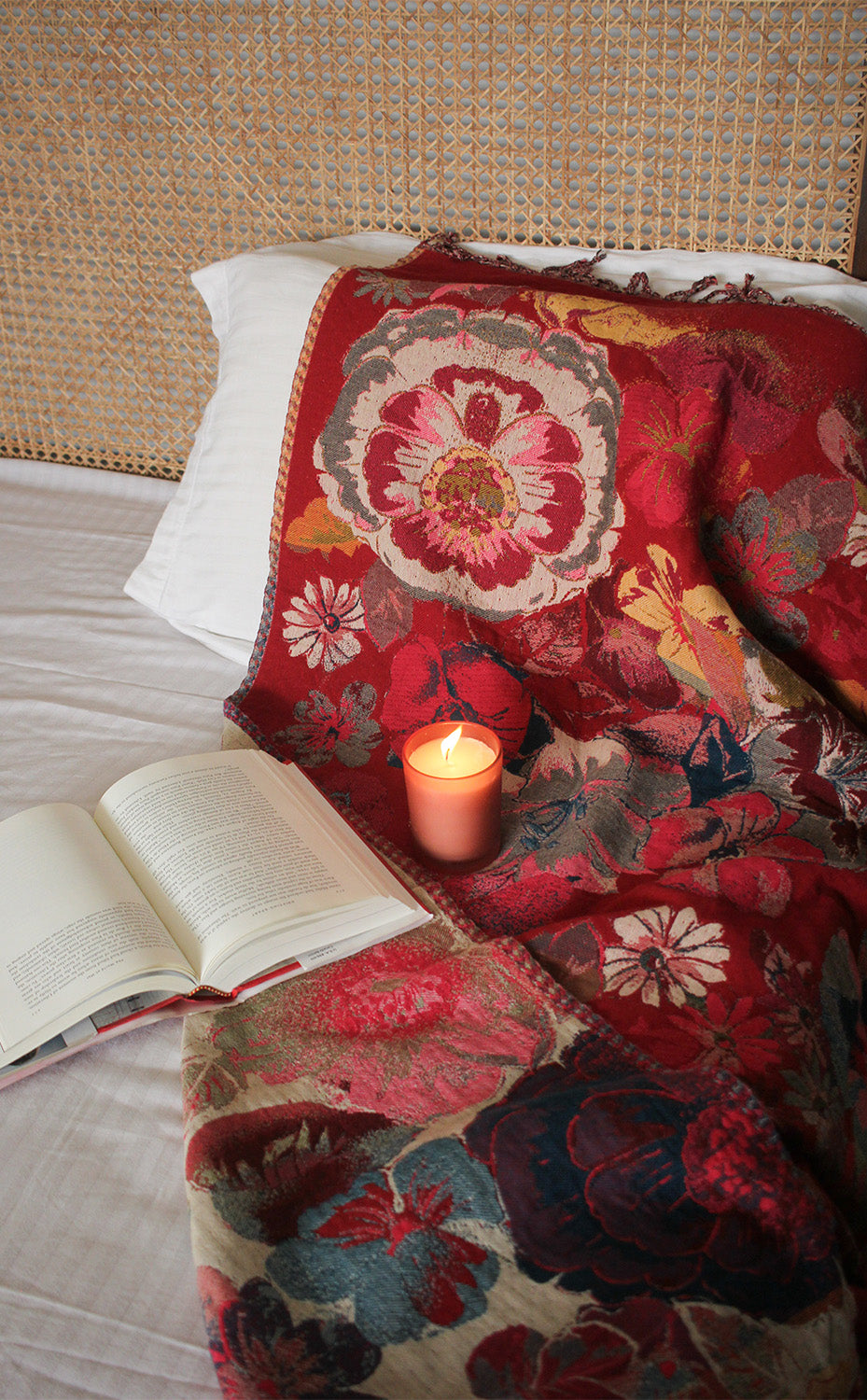 Crimson Floral Throw