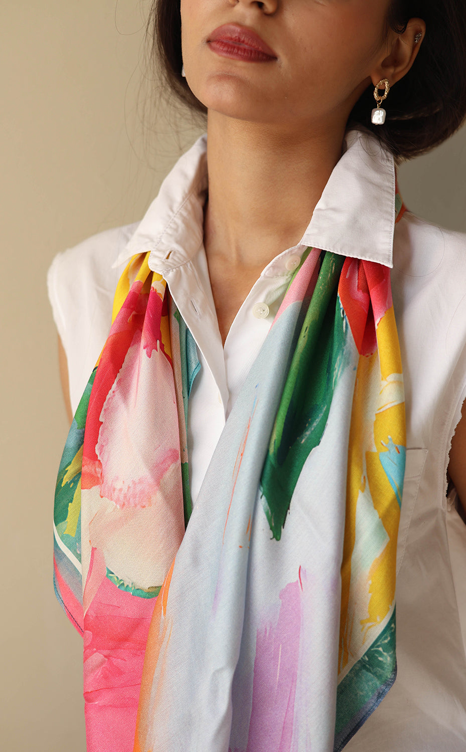 Earthy Canvas Silk Scarf