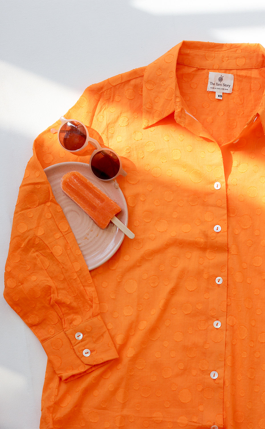 Polka Solid Orange Shirt