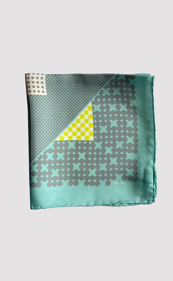 Puzzle Teal Lemon Pocket Square