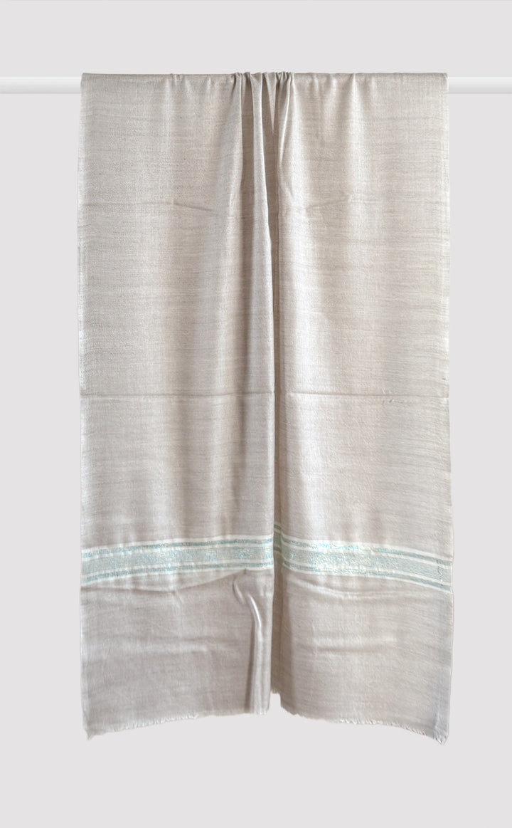 Cream &amp; Aqua Zari Stole