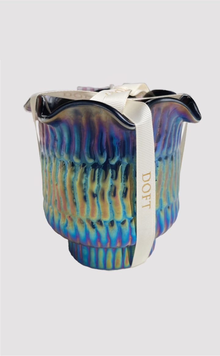 Flower Cut Votive Candle - Black