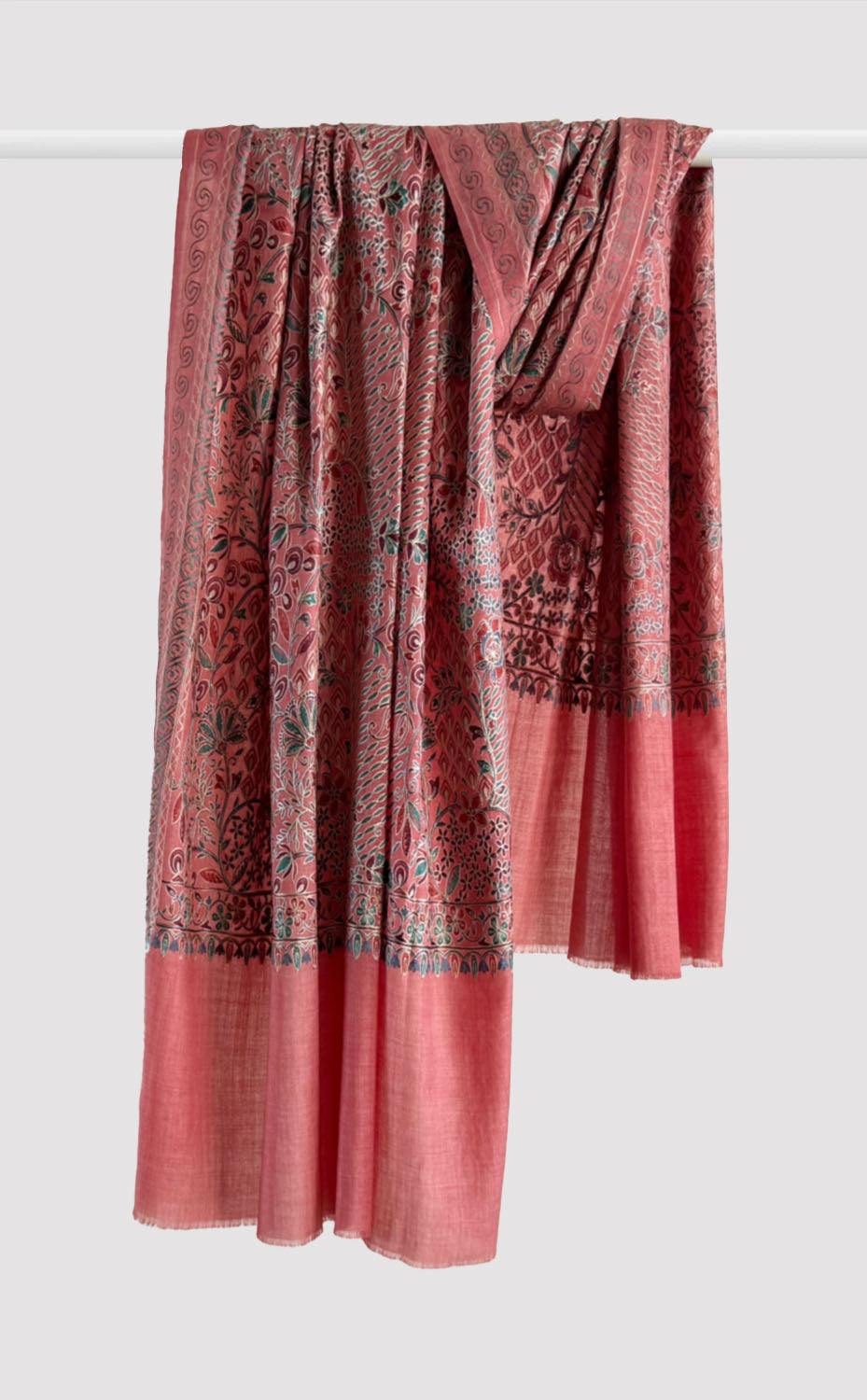 Coral Spring Aari Embroidery Shawl