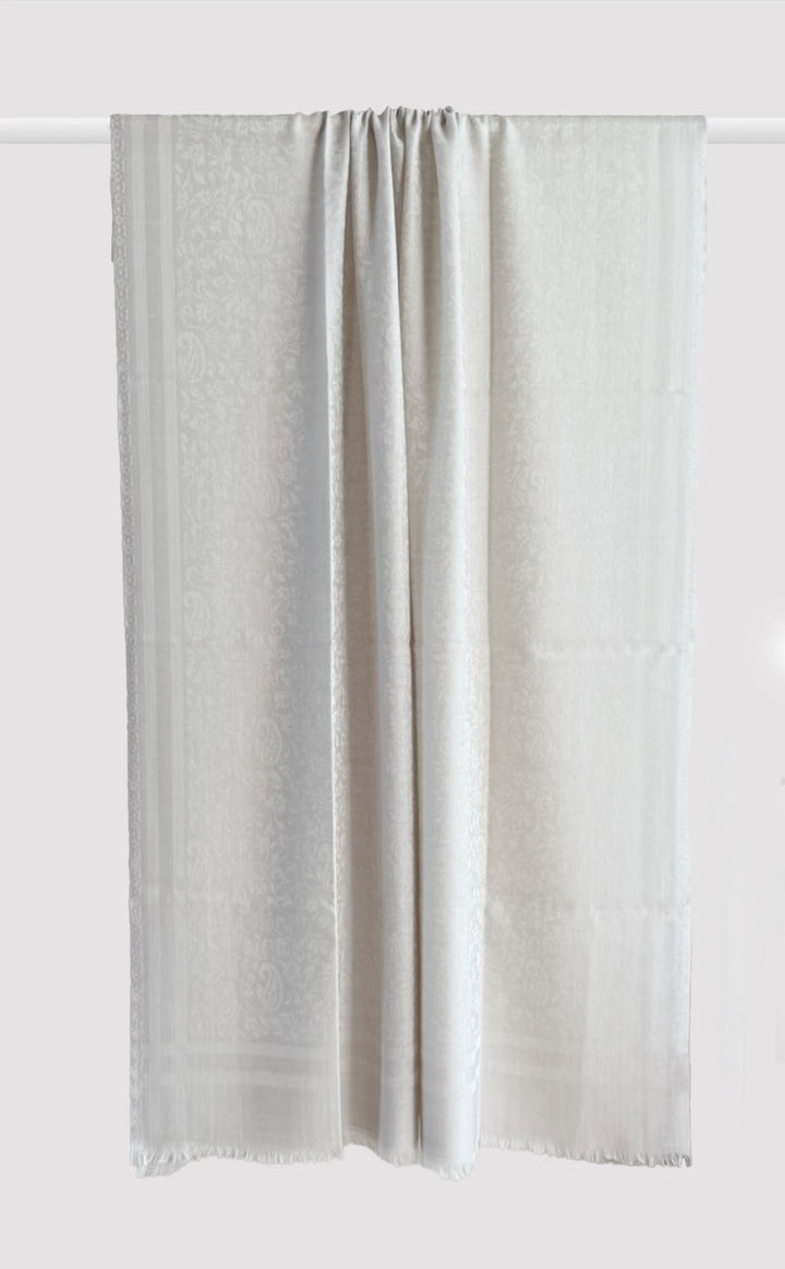 Pearl Wool Jacquard Shawl
