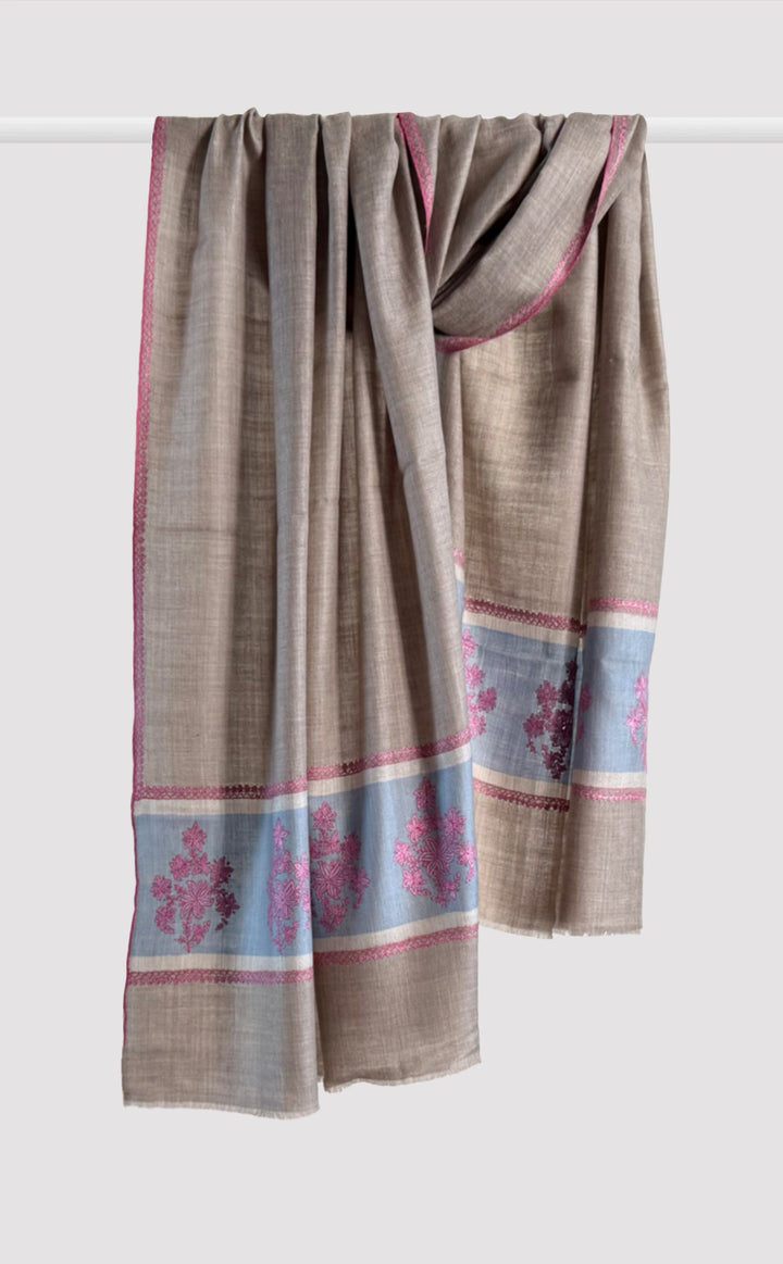 Pashmina Hand-Embroidered Azure Blush Stole