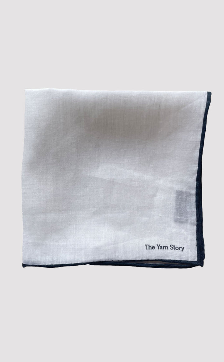 Blue Border Linen Pocket Square