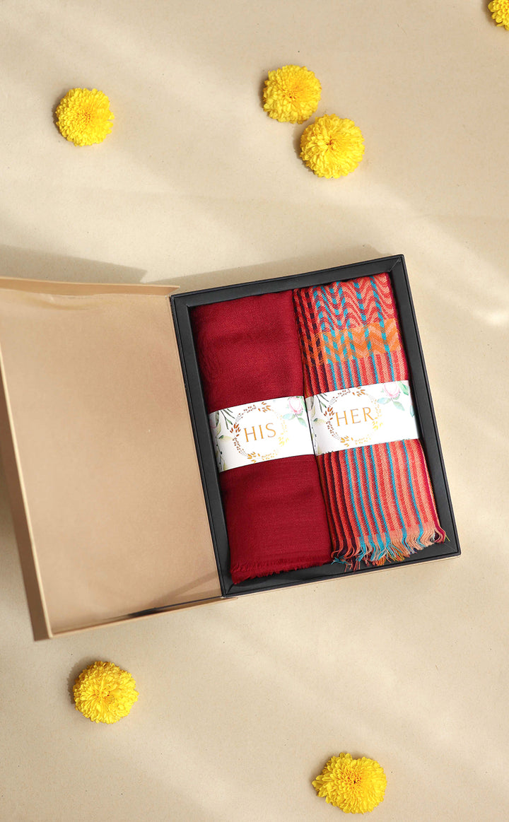 Serenade Maroon His Her Set