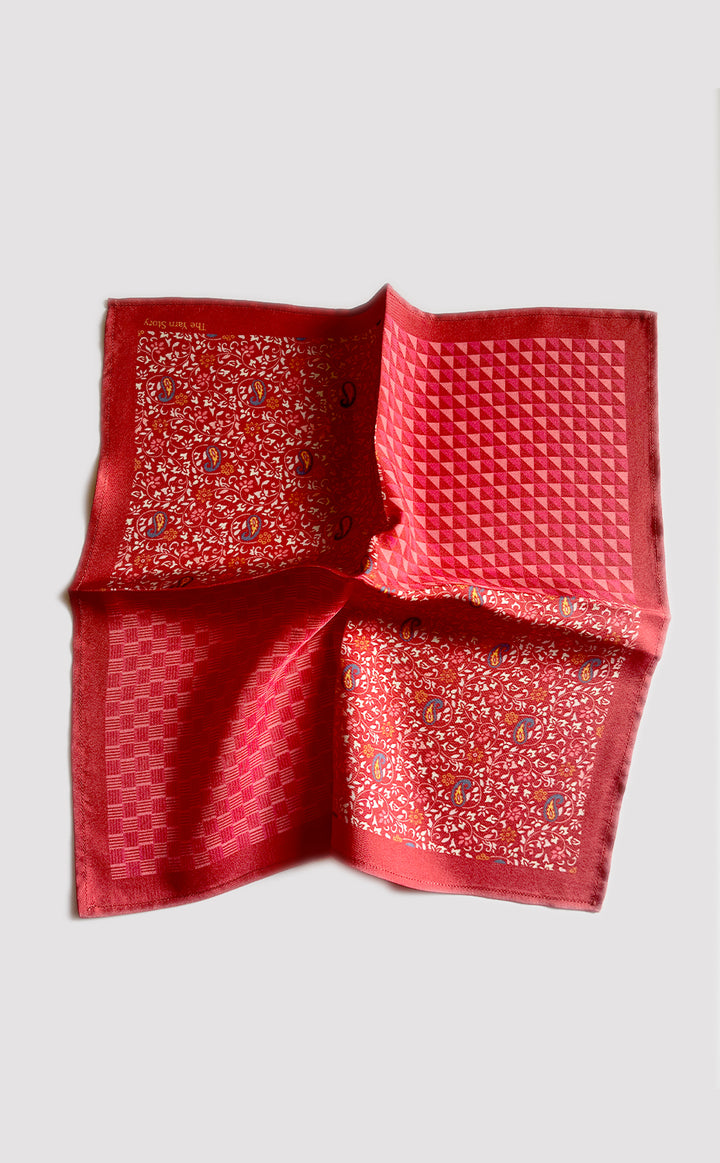Red Intricate Paisley Pocket Square