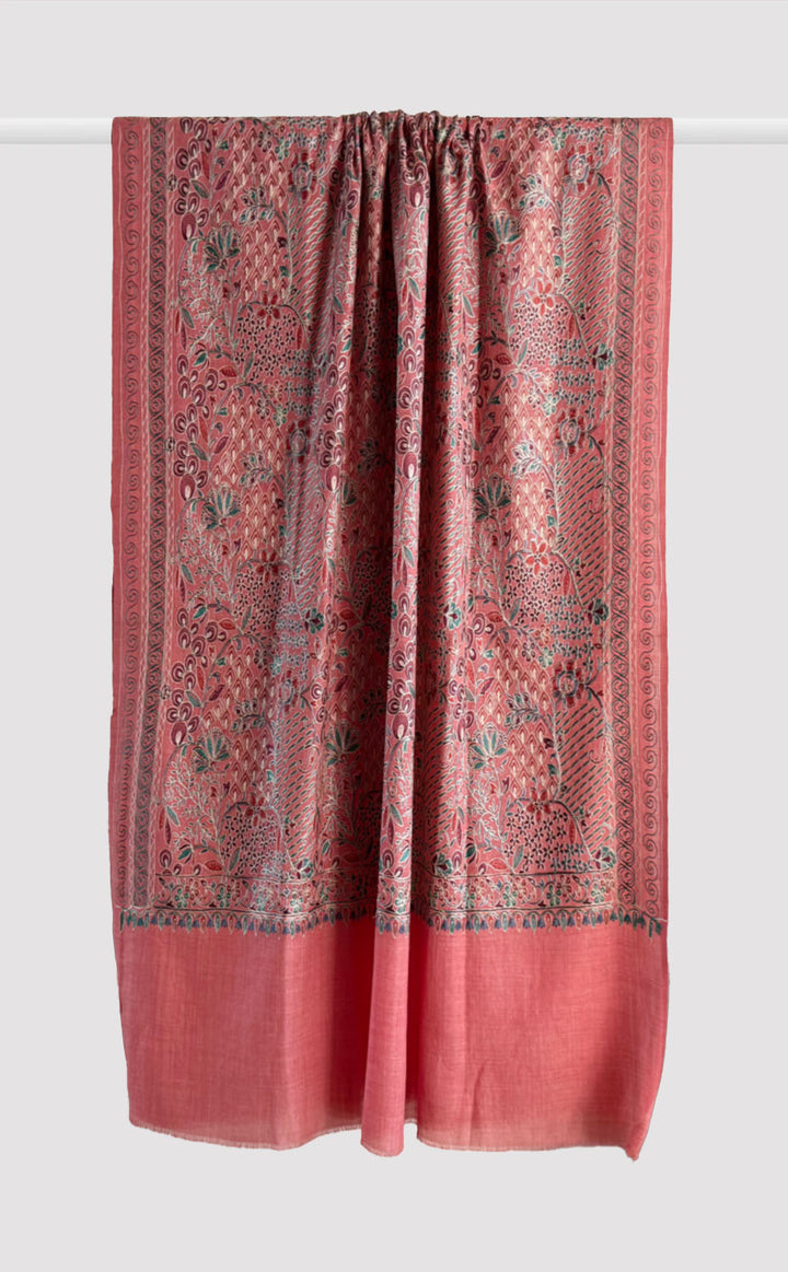 Coral Spring Aari Embroidery Shawl