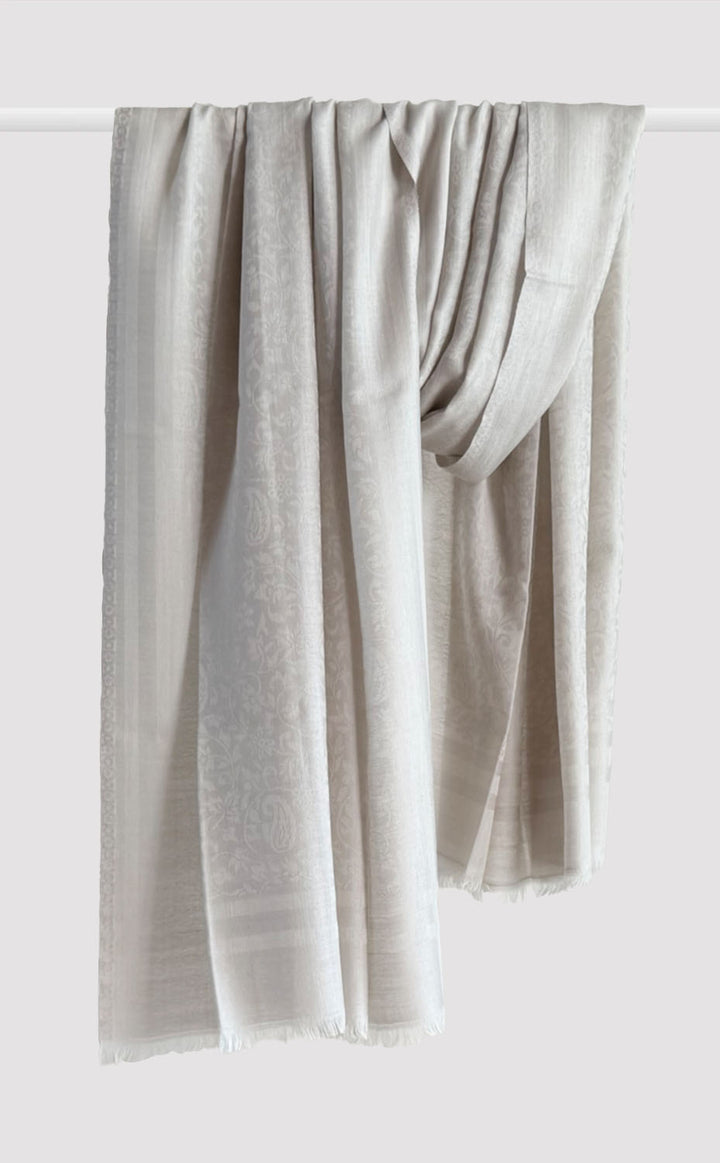Pearl Wool Jacquard Shawl