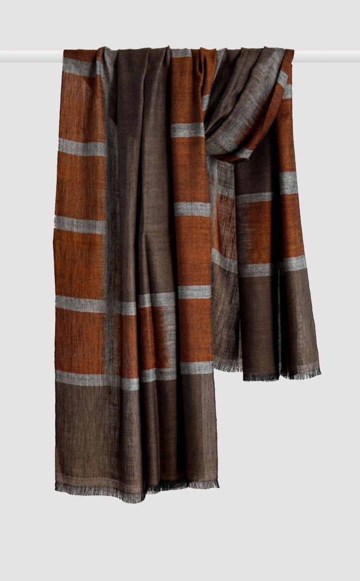 Pashmina Midnight Ember Checkered Shawl