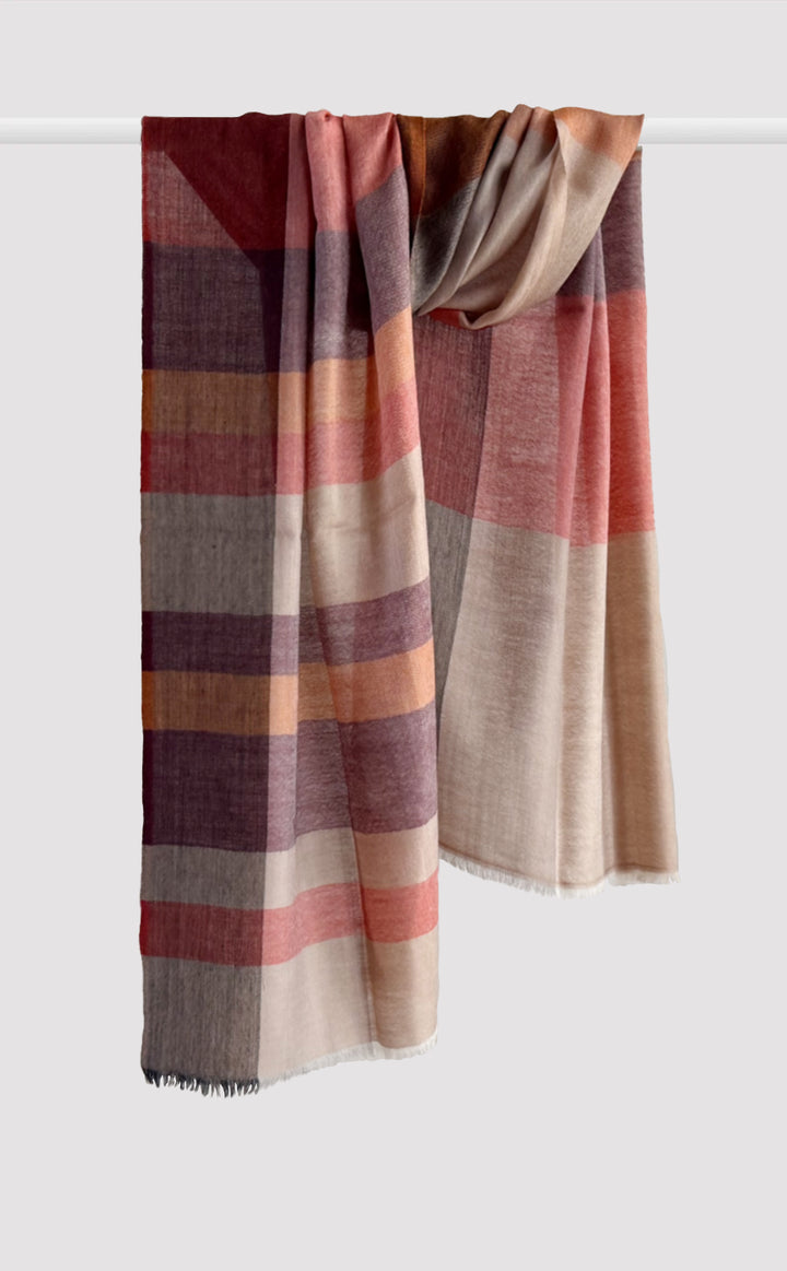 Crimson Blocked Merino Muffler