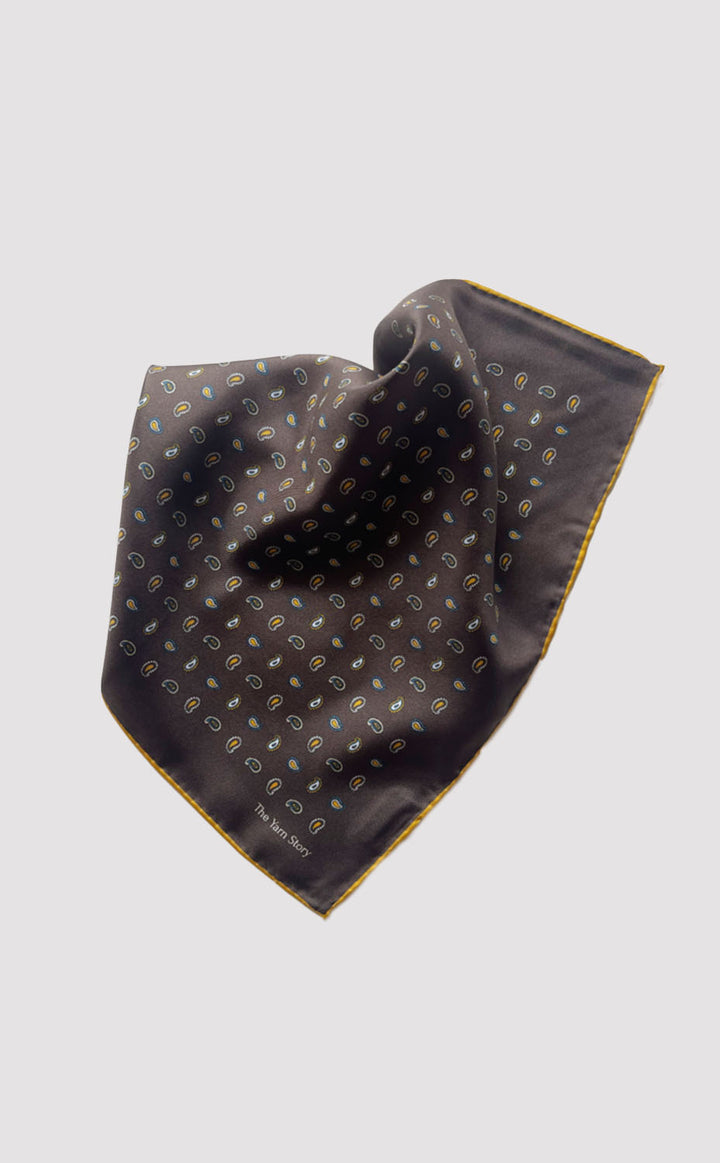 Walnut Paisley Pocket Square