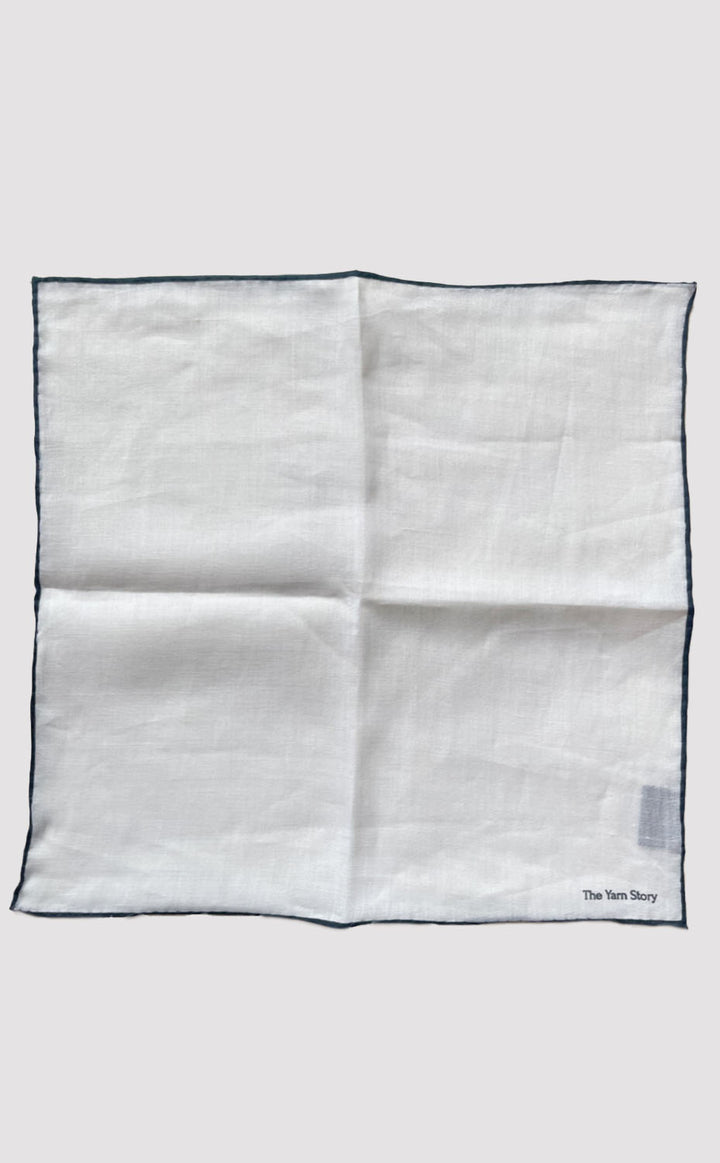 Blue Border Linen Pocket Square
