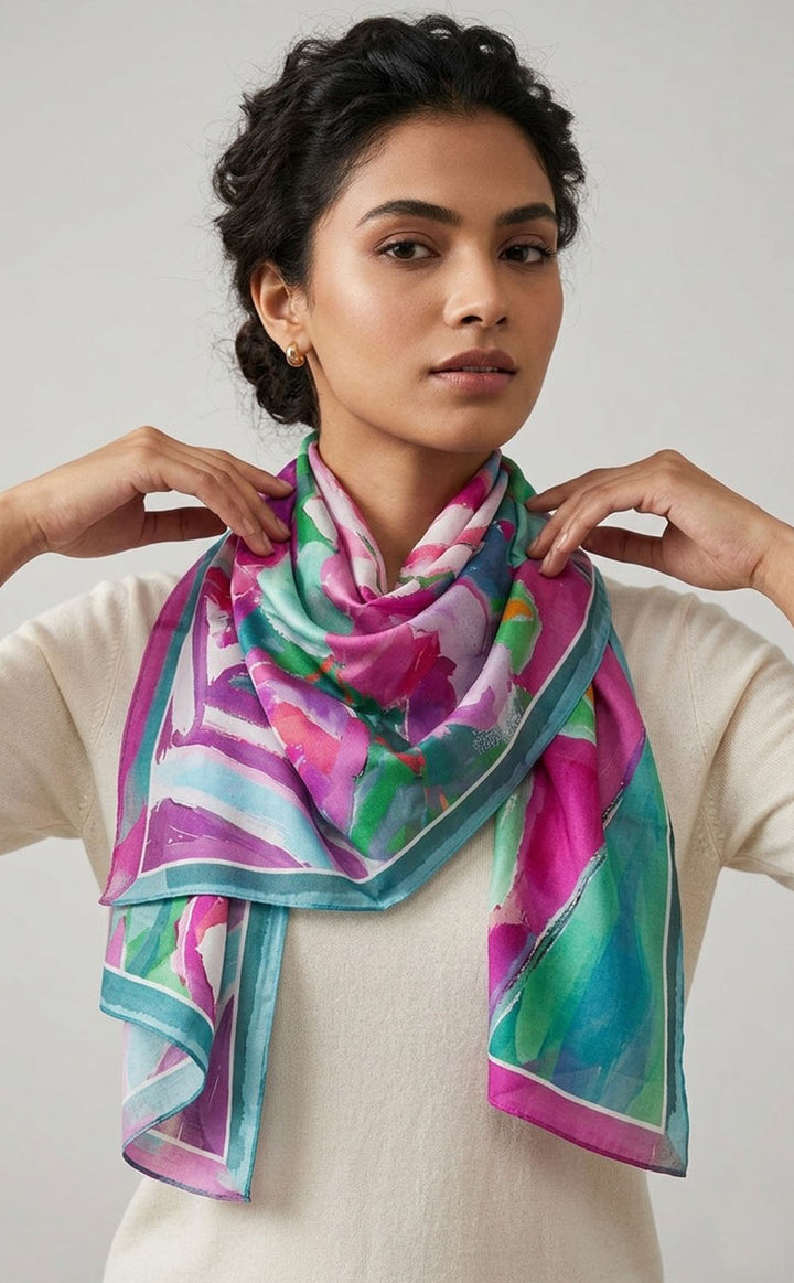 Verdant Canvas Silk Scarf