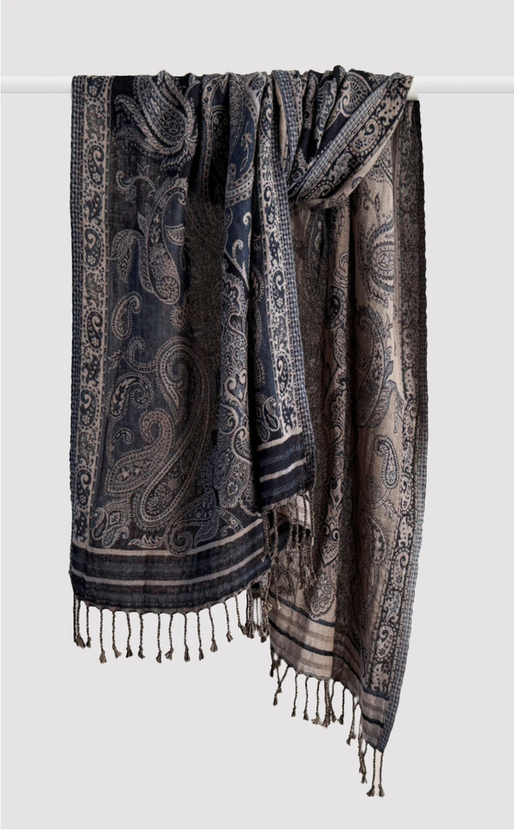 Charcoal Wool Reversible Stole
