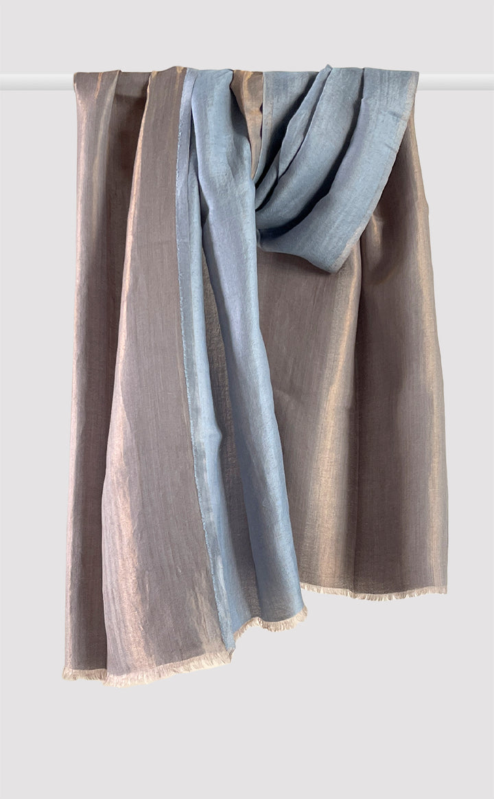 Zari Reversible Stole - Dusty Blue