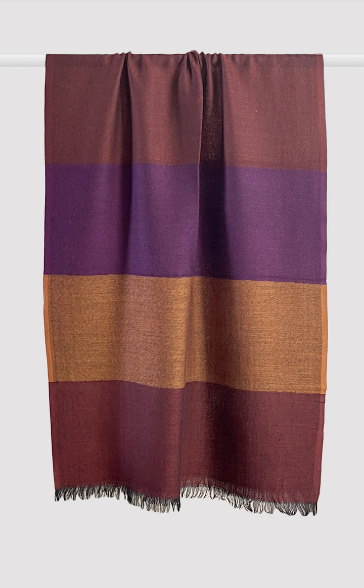 Burgundy Block Merino Stole