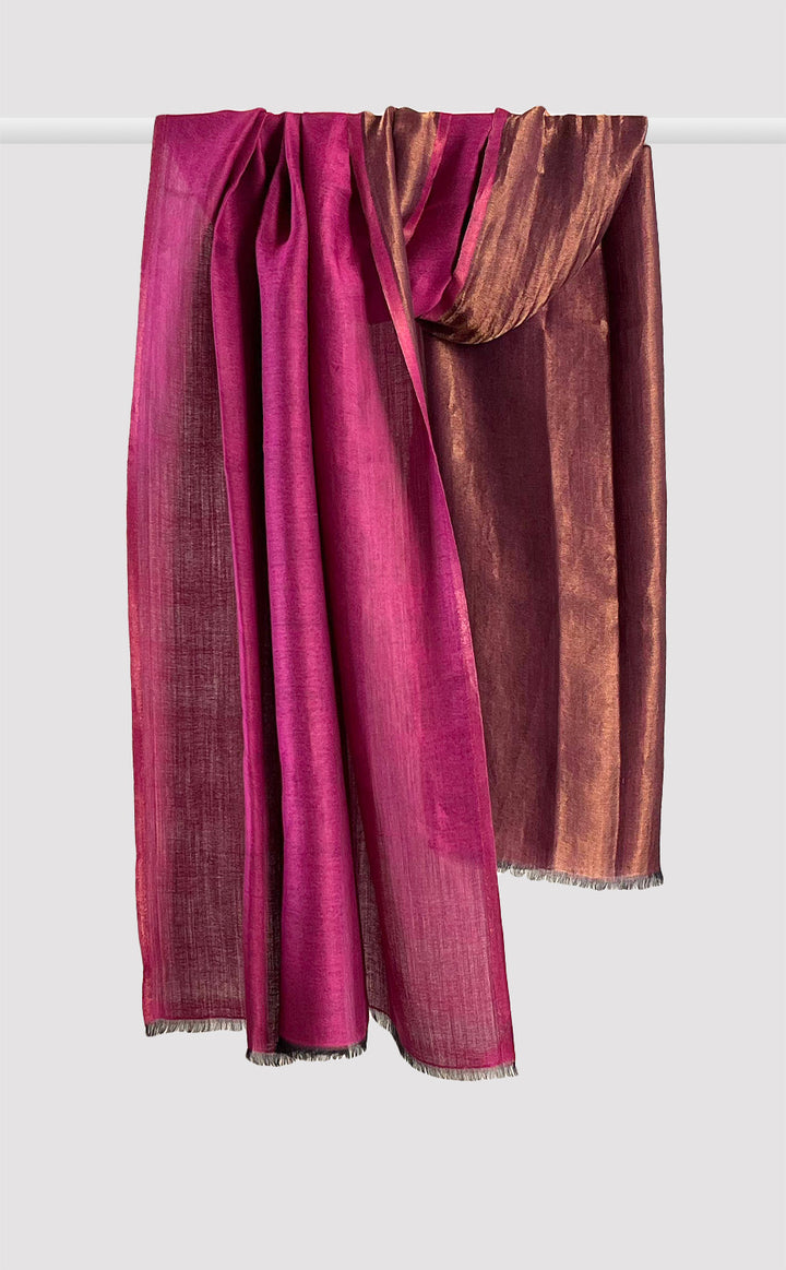 Zari Reversible Stole - Fuschia