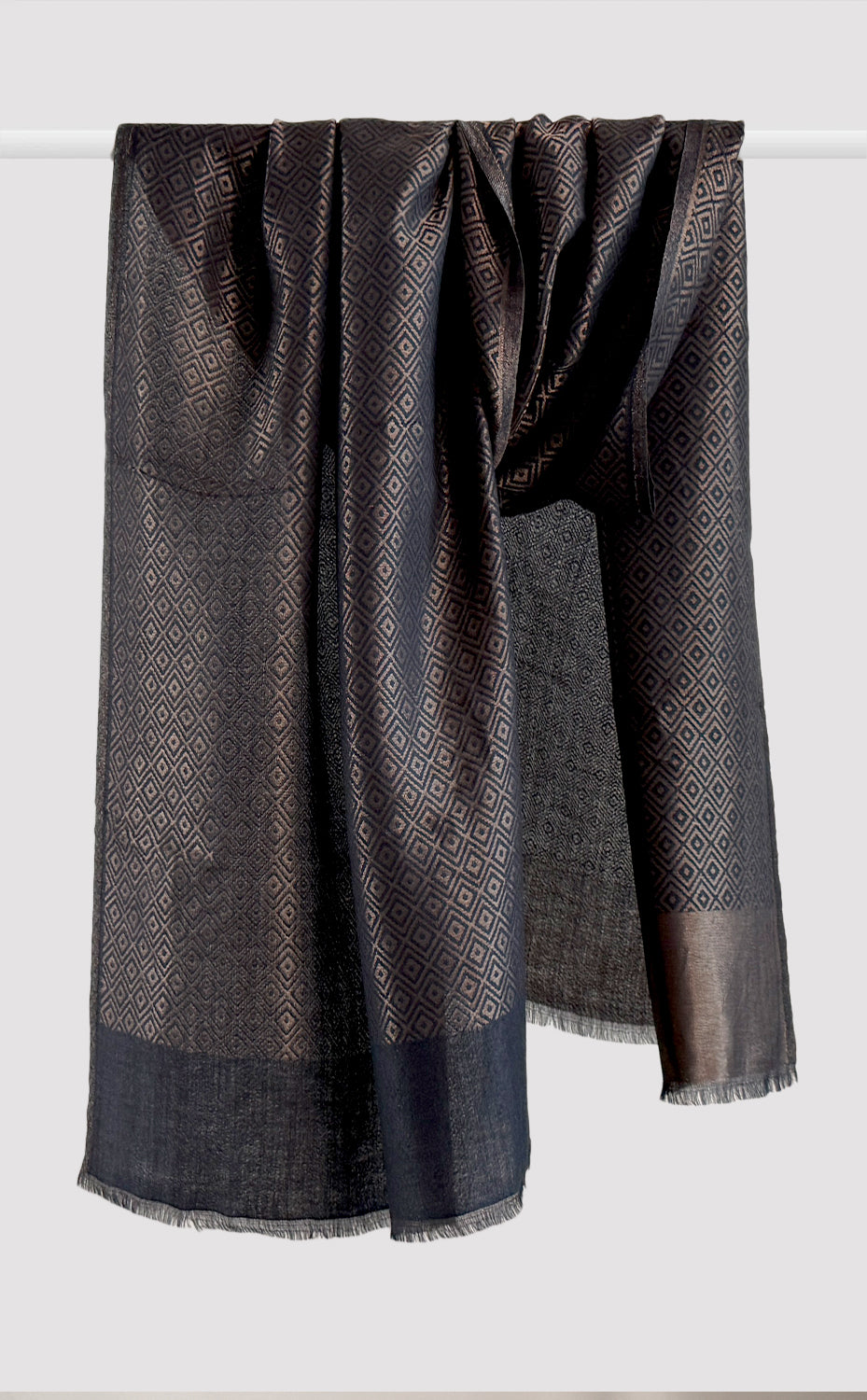 Black Geometric Zari Stole