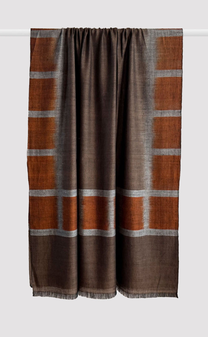 Pashmina Midnight Ember Checkered Shawl