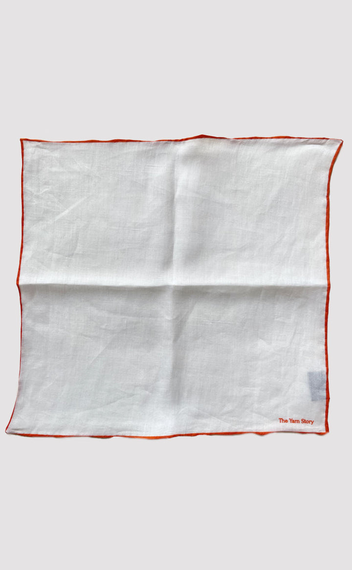 Orange Border Linen Pocket Square