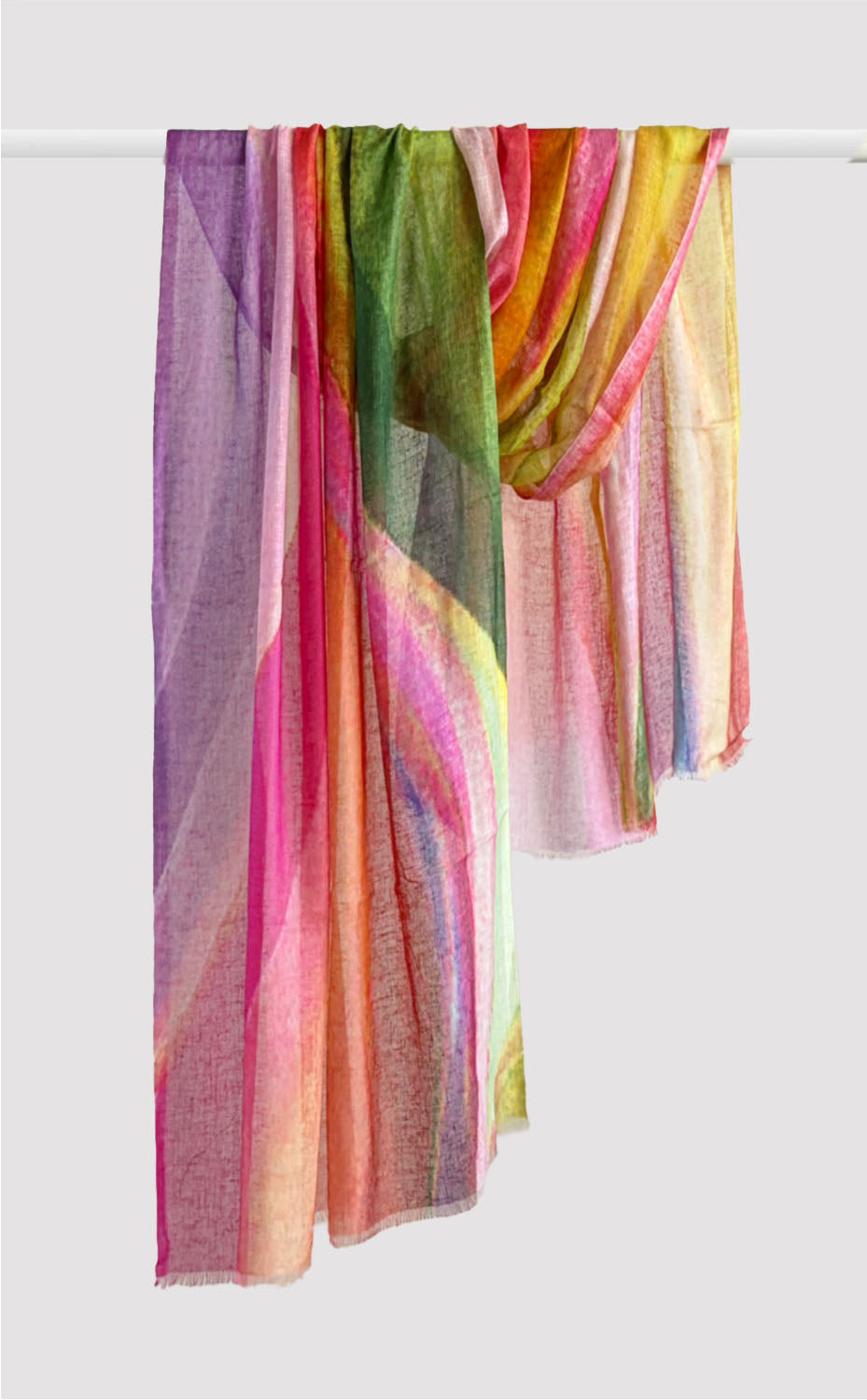Rainbow Fluid Linen Modal Stole