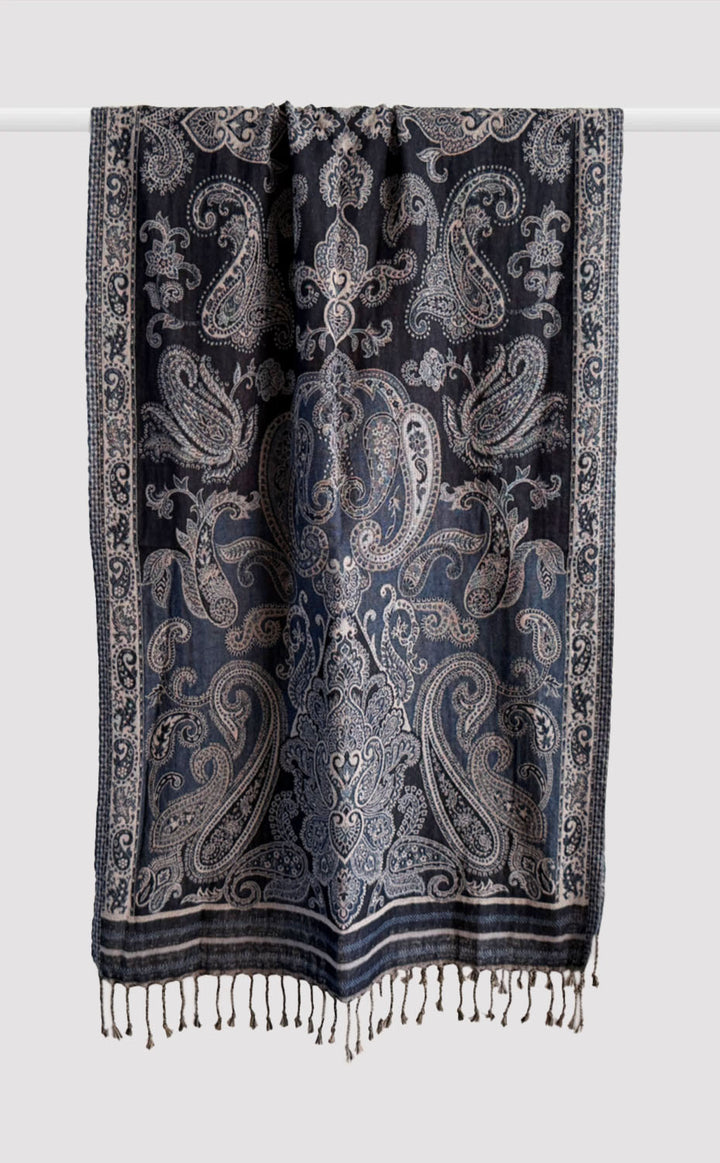 Charcoal Wool Reversible Stole