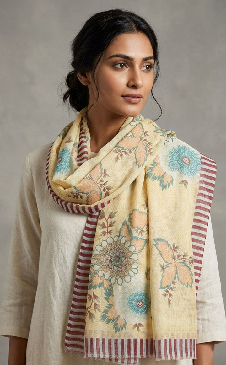 Cassia Floral Linen Modal Stole