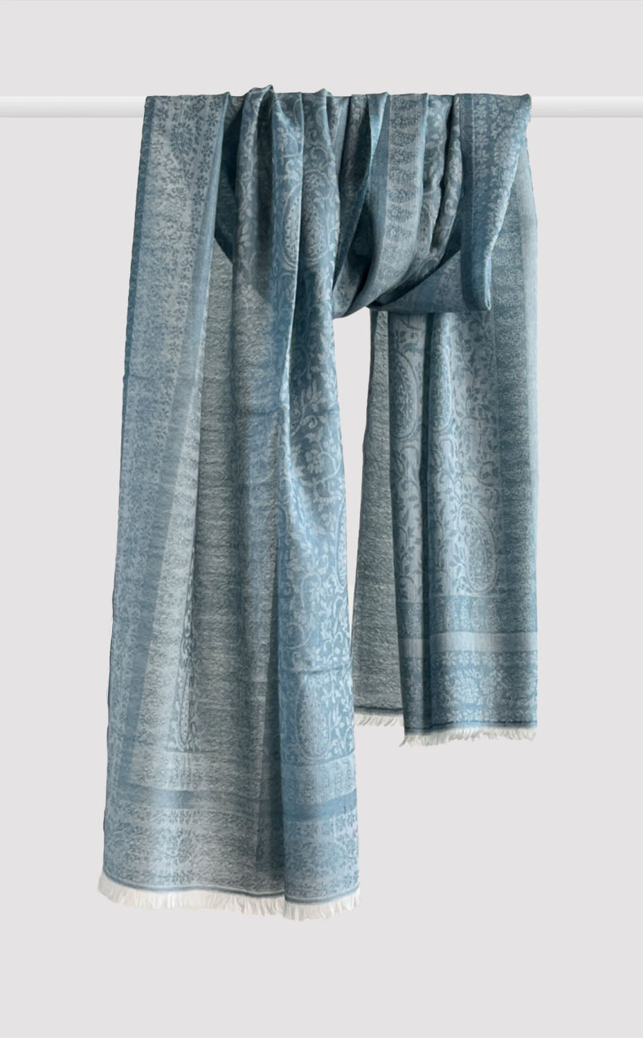 Dusty Blue Paisley Wool Jacquard