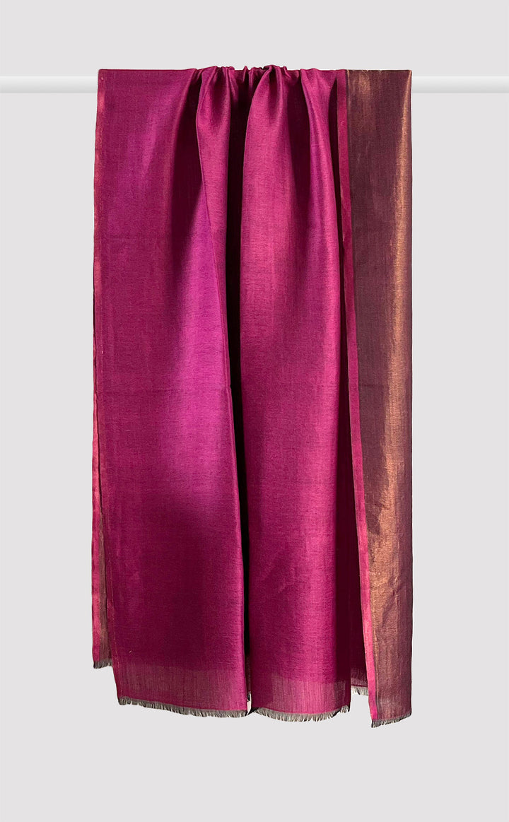 Zari Reversible Stole - Fuschia