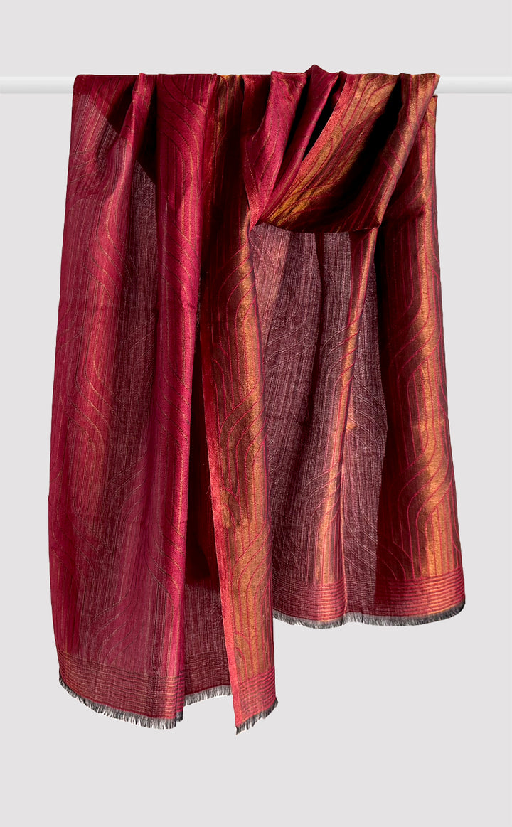 Gilded Ruby Zari Stole