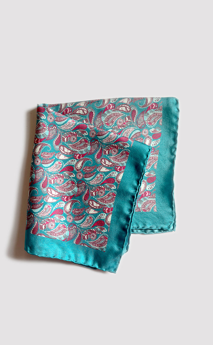 Chrome Paisley Pocket Square