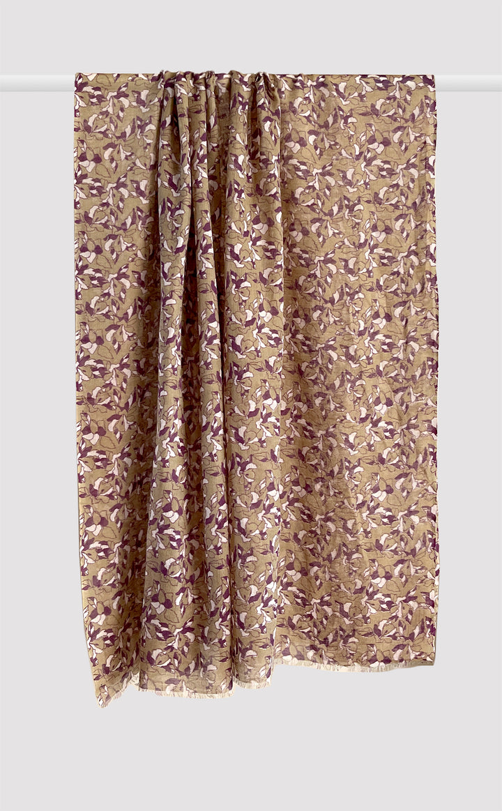 Olive Hues Wool Printed Stole