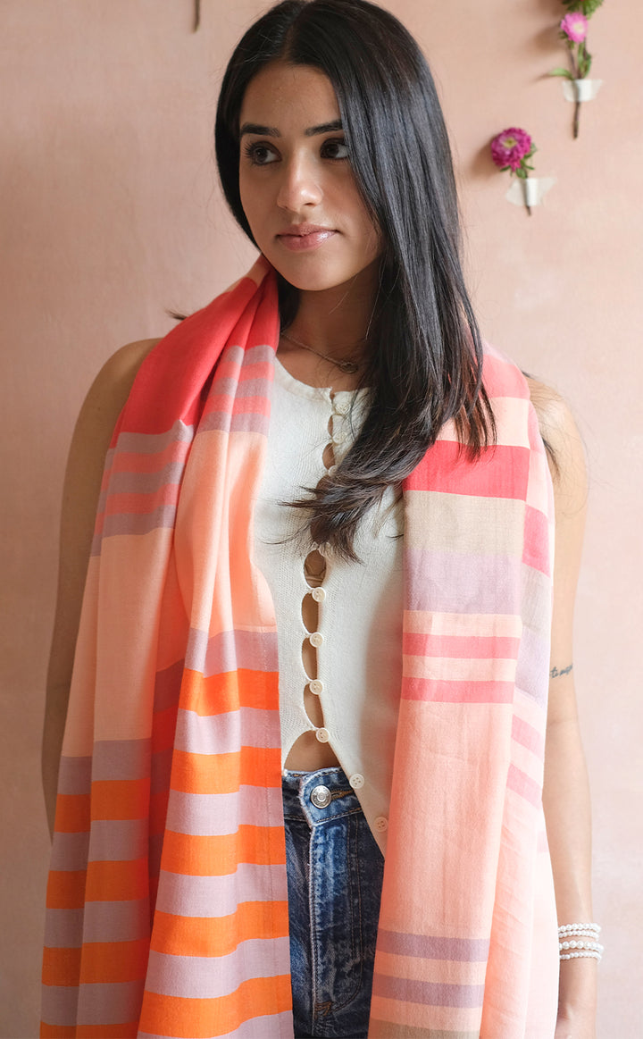 Raspberry Stripes Stole