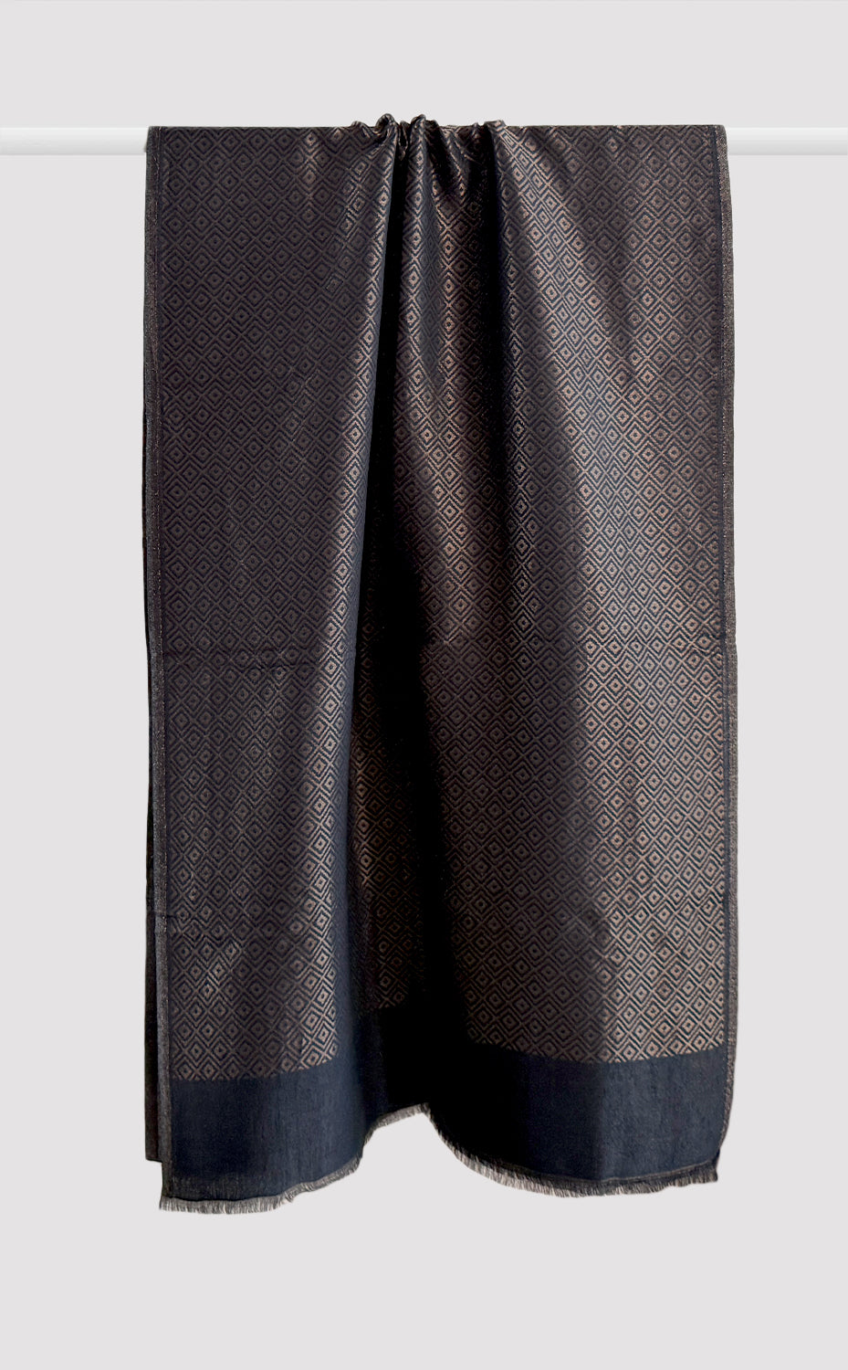 Black Geometric Zari Stole