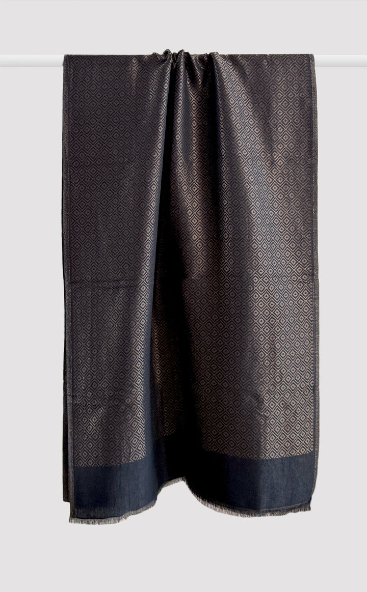 Black Geometric Zari Stole