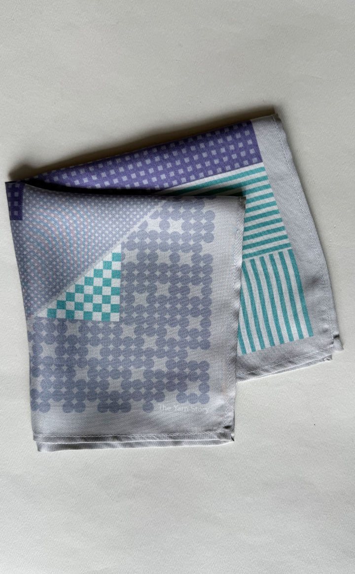 Puzzle Turquoise Grey Pocket Square