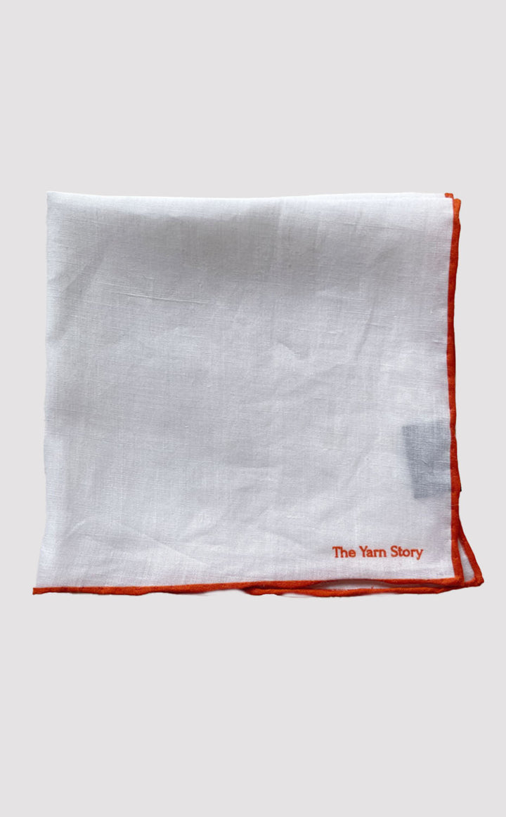 Orange Border Linen Pocket Square