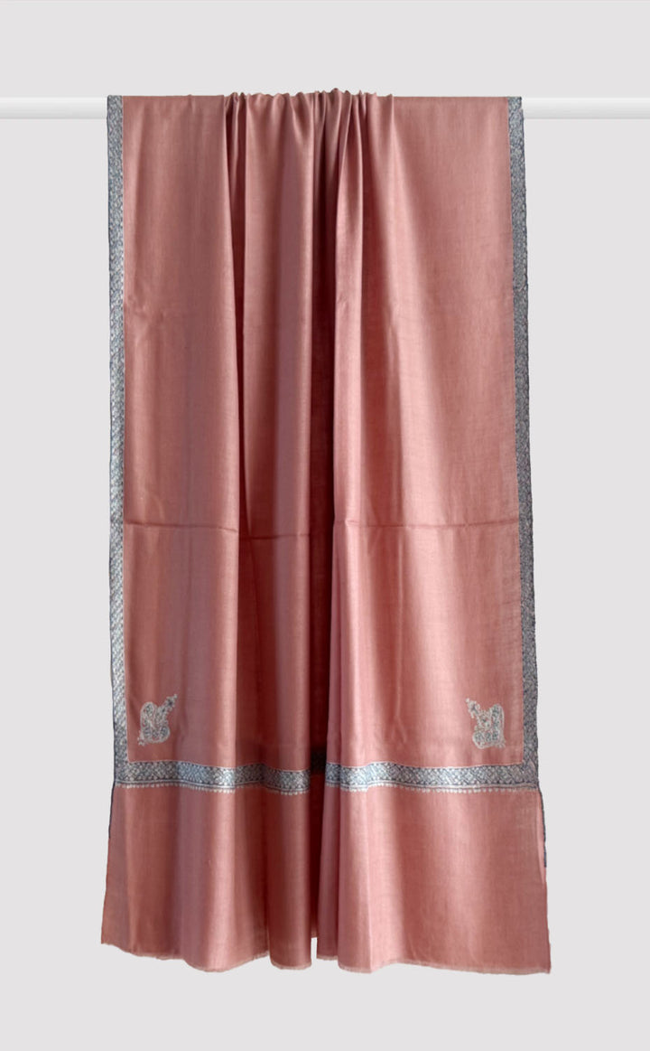 Pashmina Hand-Embroidered Salmon Shawl