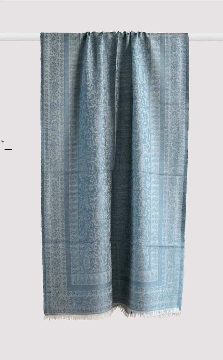 Dusty Blue Paisley Wool Jacquard