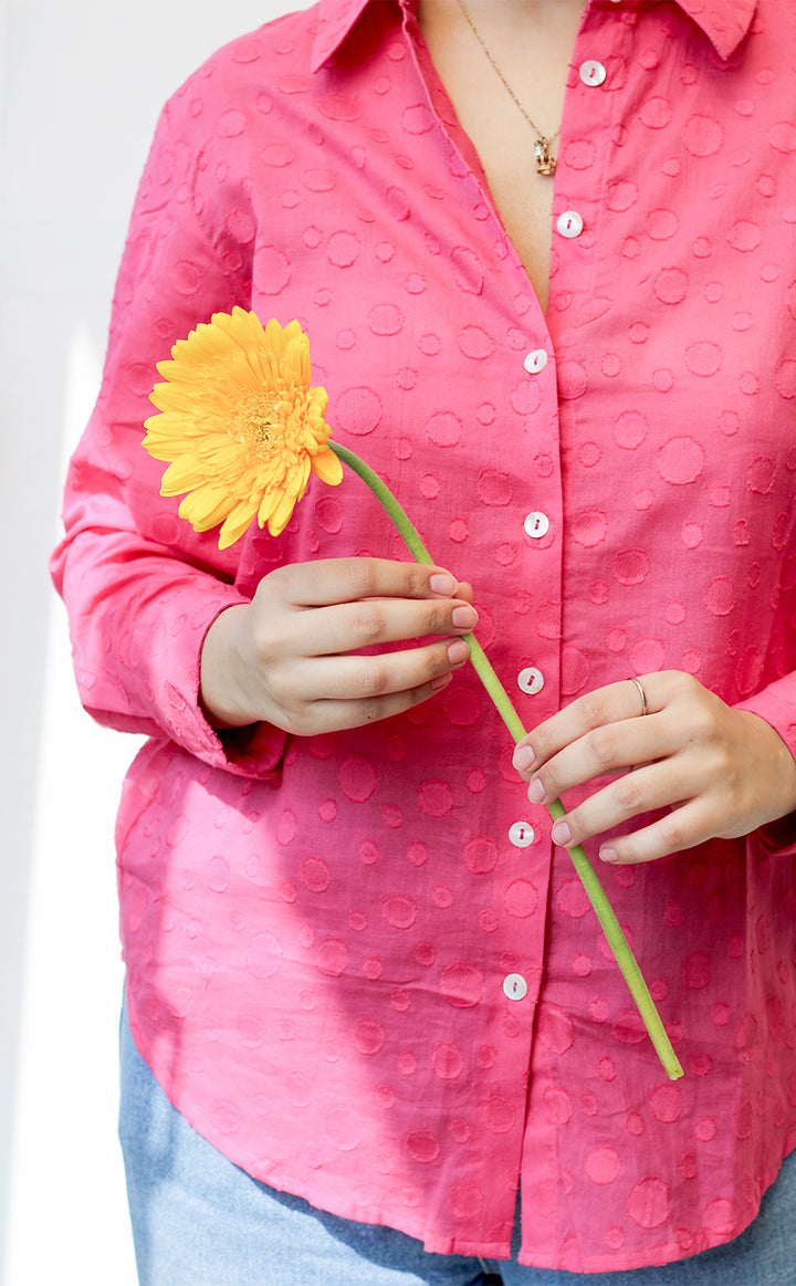 Polka Solid Pink Shirt