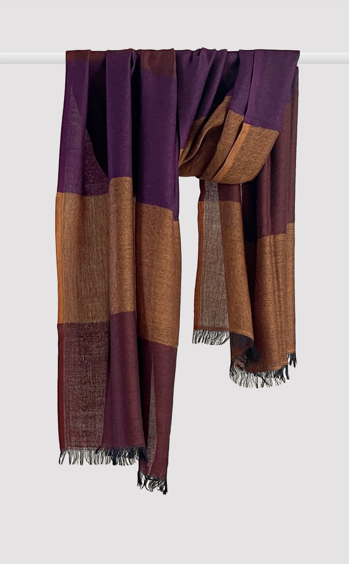 Burgundy Block Merino Stole