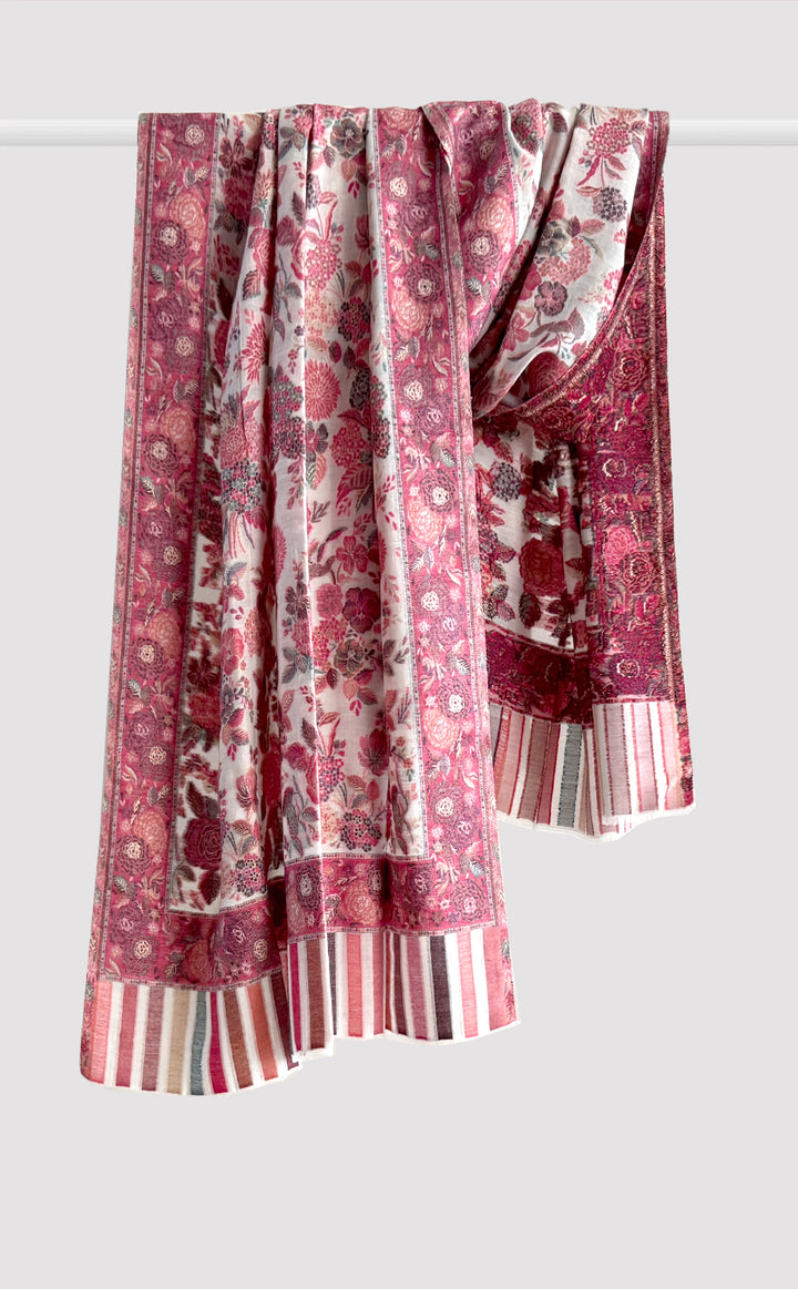 Ivory Floral Zari Kani Shawl