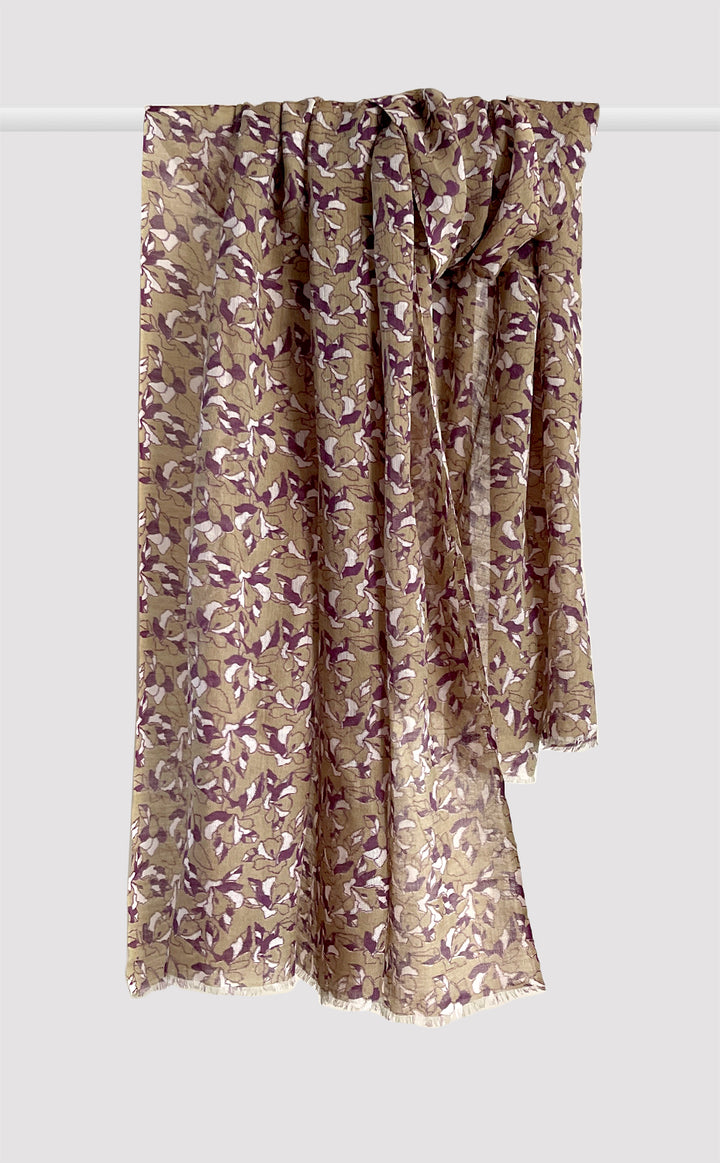 Olive Hues Wool Printed Stole