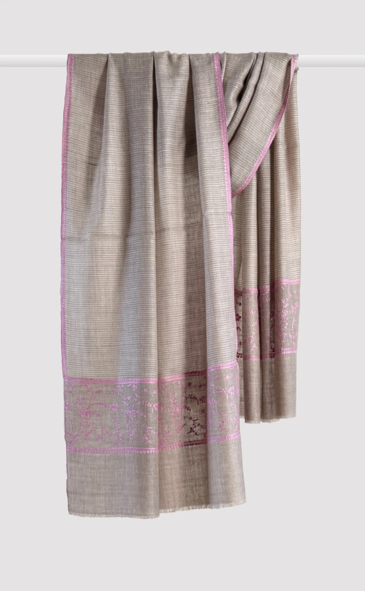 Pashmina Hand-Embroidered Rose Briar Stole